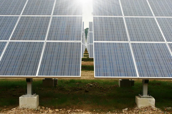 Koncepce Solárních Panelů Mnoho Využití Energetice Stock Snímky