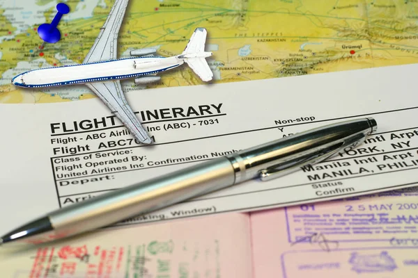 Flight Itinerary Concept Flight Schedule Airplane — Stock Photo, Image