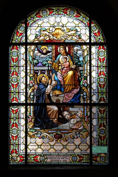 Jungfru Maria med jesus barnet och saint dominic — Stockfoto