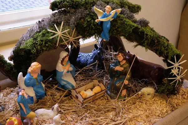 Рождественская Сцена Рождение Иисуса — стоковое фото