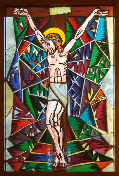 Crucifixion, stained glass window — Stock Photo, Image