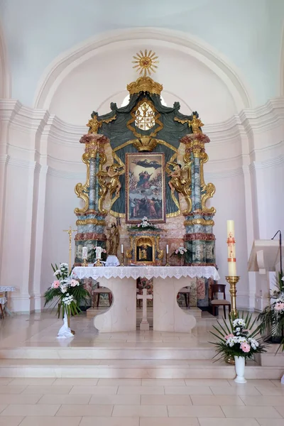 Ołtarz w kościele Wniebowzięcia Najświętszej Maryi Panny w Pakrac, Chorwacja — Zdjęcie stockowe