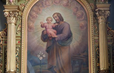 Saint Joseph holding çocuk İsa