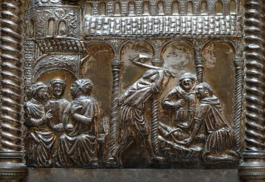 St Simeon, Saint Simeons göğüs Hırvat Akademisi bilim ve sanat, Zagreb, atrium, hayat resimleri ile bas Rölyef