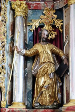 Ana sunak olarak parish Kilisesi Our Lady kar Kamensko, Hırvatistan üzerinde Aziz heykeli