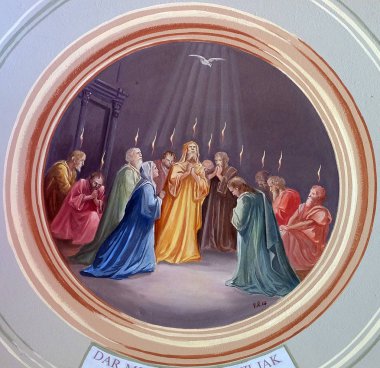 Pentecost fresk parish Kilisesi Holy Trinity Krasic, Hırvatistan