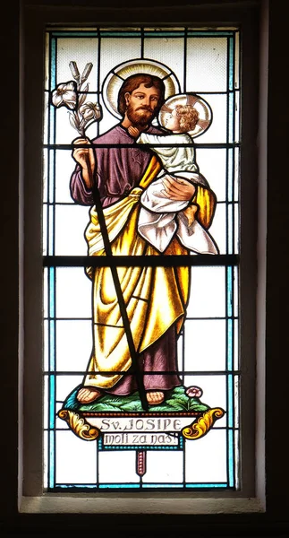Saint joseph anläggning jesus barnet — Stockfoto