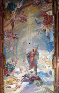  Açık havada tavan duyuru Fransisken Kilisesi Ljubljana, Slovenya