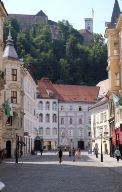Romantik Ortaçağ eski şehir merkezi. Ljubljana