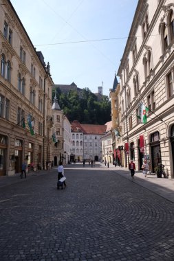 Romantik Ortaçağ eski şehir merkezi. Ljubljana, Slovenya