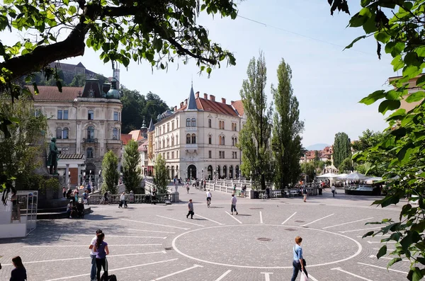 La plaza principal en la parte central de Liubliana, Eslovenia —  Fotos de Stock