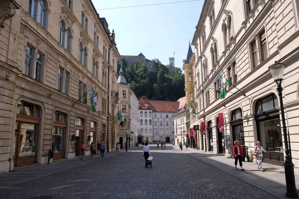 Romantyczny średniowiecznego Starego miasta. Ljubljana, Słowenia — Zdjęcie stockowe