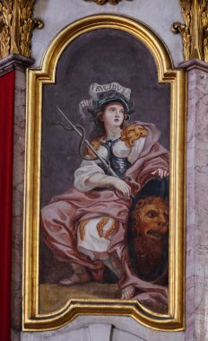 Ljubljana, Slovenya'da St Nicholas Katedrali fresk tablo 