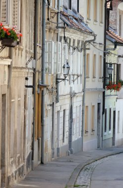 Romantik Ortaçağ eski şehir merkezi. Ljubljana, Slovenya