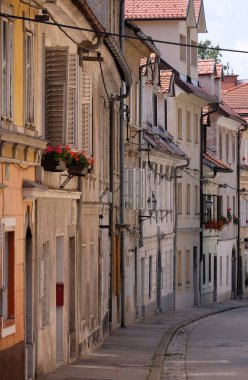 Romantik Ortaçağ eski şehir merkezi. Ljubljana, Slovenya