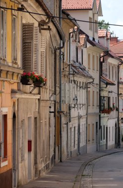 Romantik Ortaçağ eski şehir merkezi. Ljubljana, Slovenya
