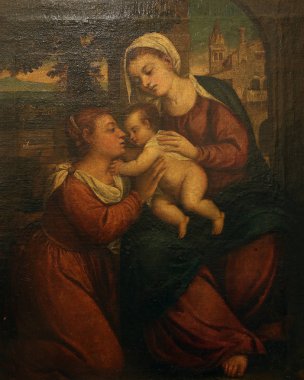 Jacopo Palma Il Vecchio: Madonna ve çocuk Aziz Catherine ile