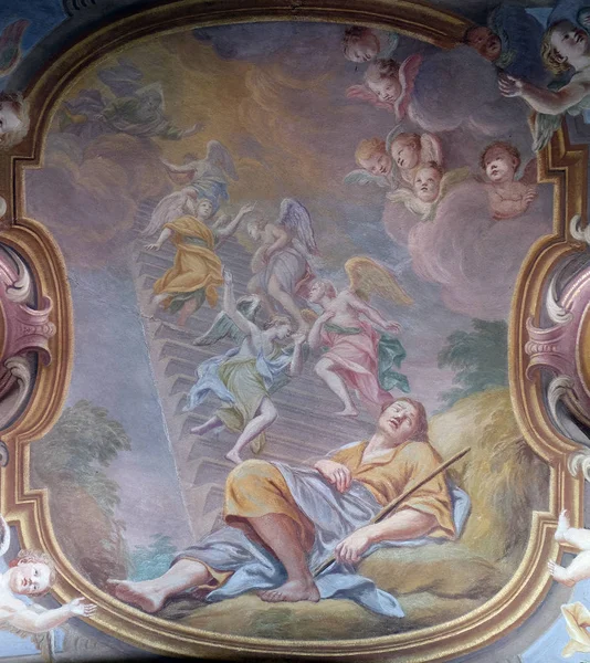 Jacobs droom, fresco in de Sint Nicolaas Kathedraal in Ljubljana, Slovenië — Stockfoto
