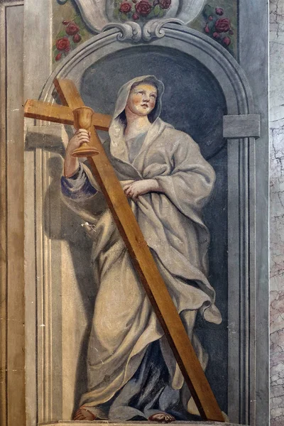 Sfânta Elena, frescă în Catedrala Sf. Nicolae din Ljubljana, Slovenia — Fotografie, imagine de stoc