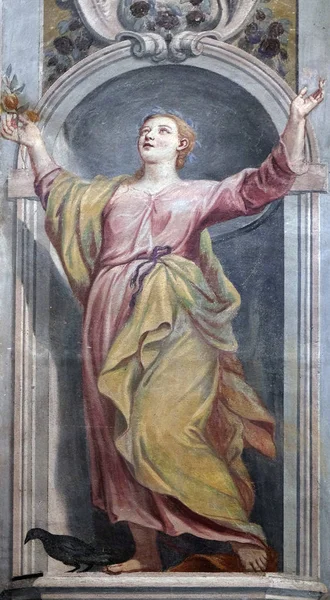 Fresco schilderij in de Sint Nicolaas Kathedraal in Ljubljana, Slovenië — Stockfoto