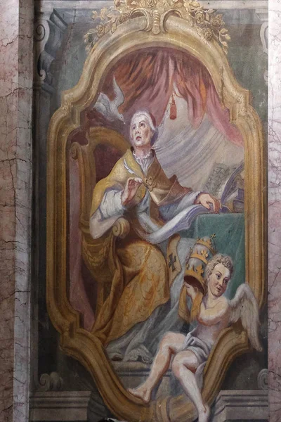 Fresco painting in the St Nicholas Cathedral in Ljubljana, Slovenia — Stock Photo, Image