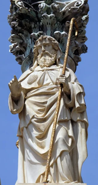 St. James, no pilar de St. Mary em frente à igreja de Saint James em Liubliana, Eslovénia — Fotografia de Stock