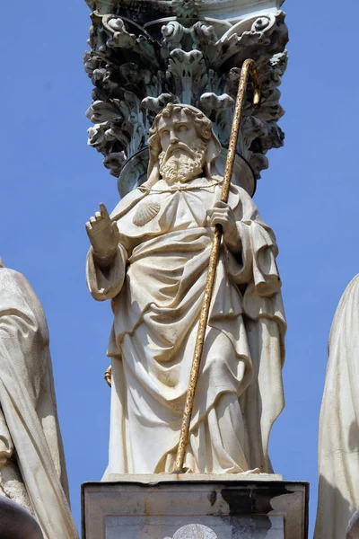 St. James, på St. Mary søjlen foran Saint James kirke i Ljubljana, Slovenien - Stock-foto