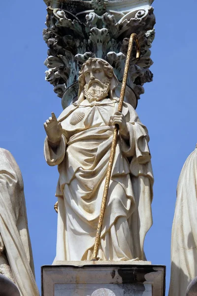St. James, on the St. Mary pillar in front of Saint James church in Ljubljana, Slovenia — Stock Photo, Image