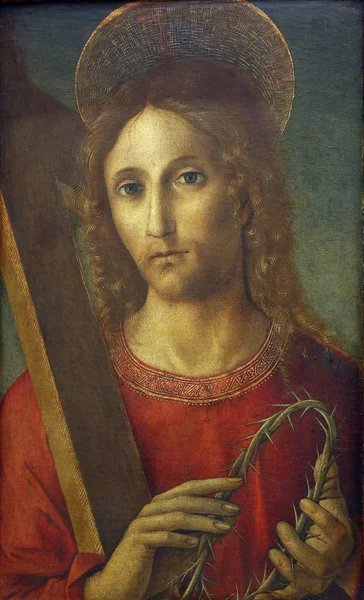 Pietro di Francesco degli Orioli: Christ with a cross and crown of thorns — Stock Photo, Image