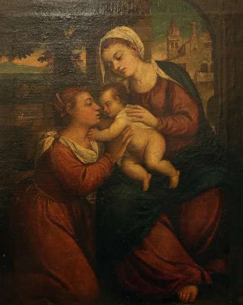 Jacopo Palma il Vecchio: Madonnan och barnet med St Catherine — Stockfoto