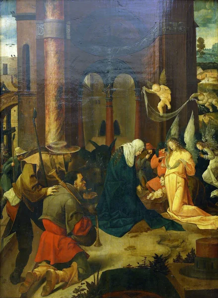 Birth and Adoration of the Shepherds — Stock Photo, Image