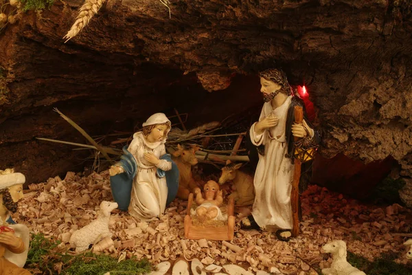 基督诞生的场景，耶稣的降生 — 图库照片