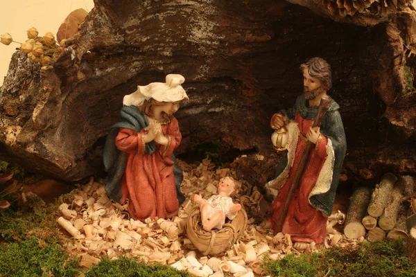 Рождественская сцена, рождение Иисуса — стоковое фото