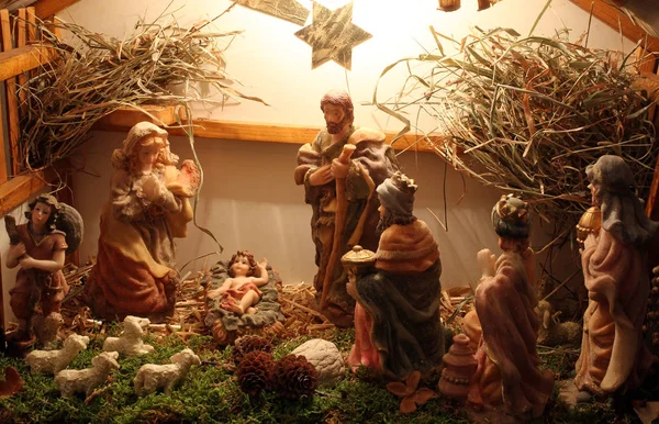 Kerststal, geboorte van Jesus — Stockfoto