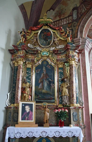 Altar na igreja paroquial de Nossa Senhora da neve em Kamensko, Croácia — Fotografia de Stock