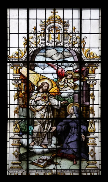Jezus i Saint Małgorzacie Marii Alacoque — Zdjęcie stockowe