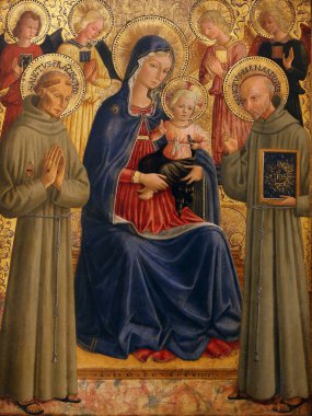 Bartolommeo Caporali: Madonna ve çocuk St. Francis ve Bernardine