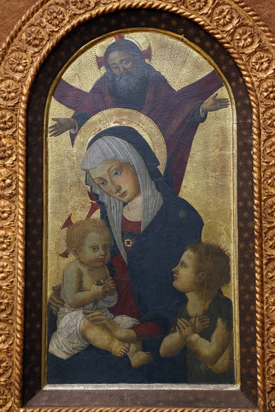 Pseudo Pier Francesco Fiorentino: God de vader zegent de Maagd en kind met St. John — Stockfoto