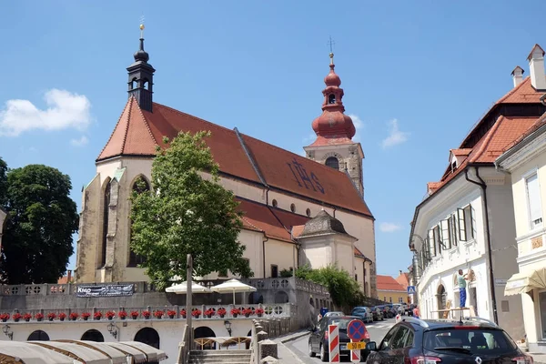 Saint George Church Mieście Ptuj Miasto Słowenii Banki Niższe Regionie — Zdjęcie stockowe