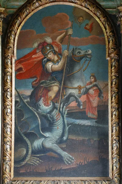 Heiliger george, der den drachen tötet — Stockfoto