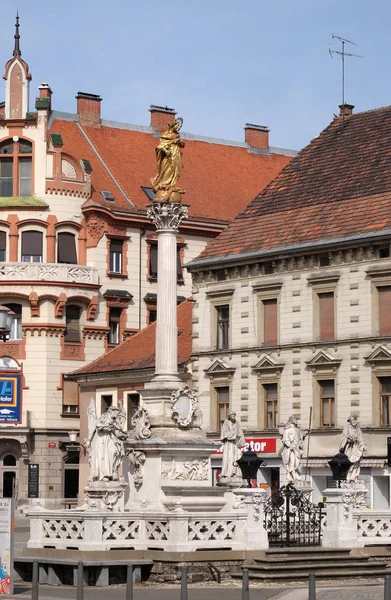 Plague column at Main Square of the city of Maribor in Slovenia — Stock Photo, Image