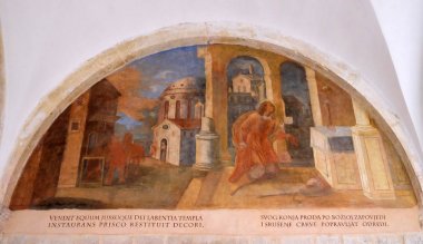 St Francis Assisi, Dubrovnik içinde Fransisken manastır manastır hayatından sahneler fresklerle