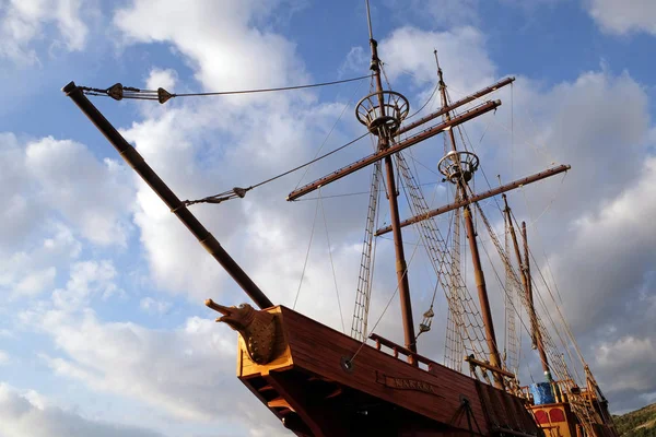 Motorsegelboot Karaka 2004 Hafen Von Dubrovnik Kroatien Nachbau Eines Segelschiffs — Stockfoto