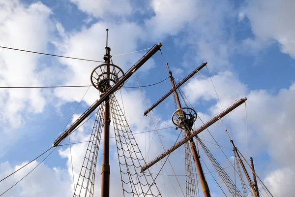 Albero Della Barca Motore Karaka Nel Porto Dubrovnik Croazia Replica — Foto Stock