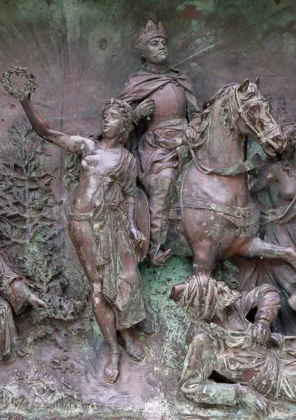 Relief on a monument of poet Ivan Gundulic in Dubrovnik — Stock Photo, Image