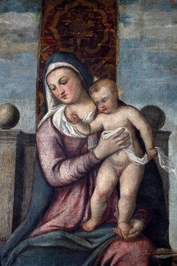 Tiziano Vecellio takipçisi: Madonna ve çocuk büyük ustaların Rönesans Hırvatistan, sergilenen tahta, 12 Aralık 2011 açıldı. Zagreb, Hırvatistan