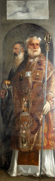 Tiziano Vecellio Святого Миколая Святого Антонія Вівтар Собору Дубровник Хорватія — стокове фото