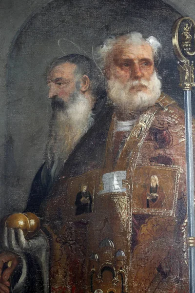Vecellio 圣尼古拉斯和圣安东尼 组塑在杜布罗夫尼克大教堂 克罗地亚 — 图库照片