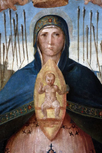 Benedetto Diana Madonna Ajutorul Creștinilor Altarpiece Biserica Franciscană Din Poljud — Fotografie, imagine de stoc