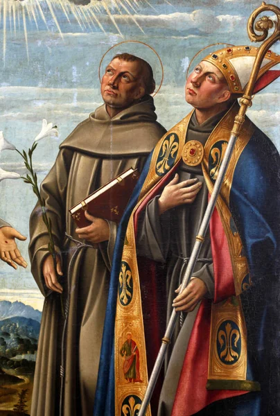 ジローラモ サンタ クローチェ パドヴァと祭壇画フランシスコ教会内 クロアチアのトゥールーズのセントルイスの聖アントニウス — ストック写真